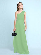 Robe longue fourreau asymétrique en mousseline pour demoiselle d'honneur junior
