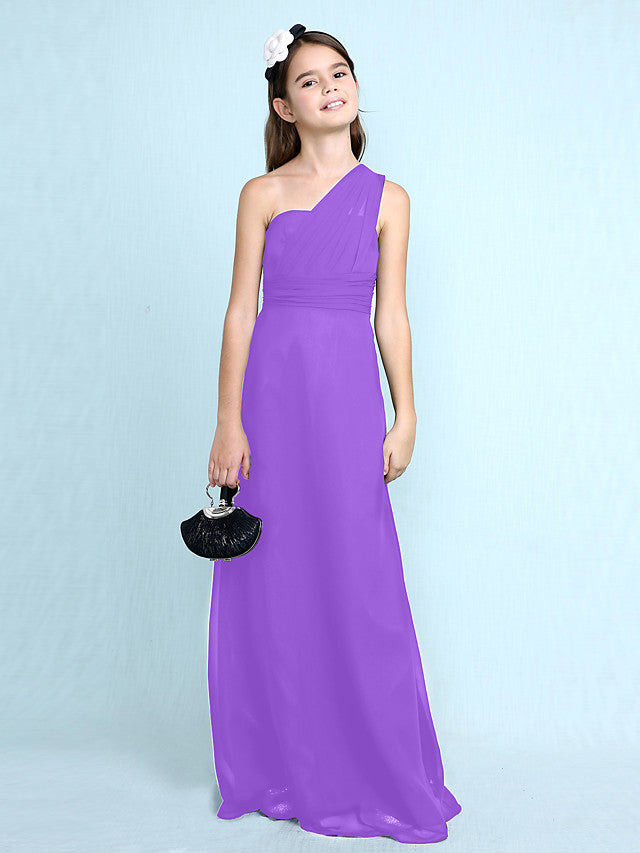 Robe longue fourreau asymétrique en mousseline pour demoiselle d'honneur junior