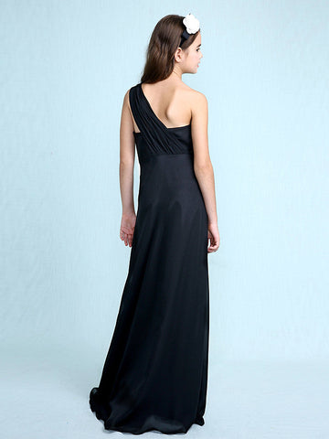 Vestido largo de corte recto con un solo hombro para niña de las flores, de gasa, ideal para damas de honor junior.