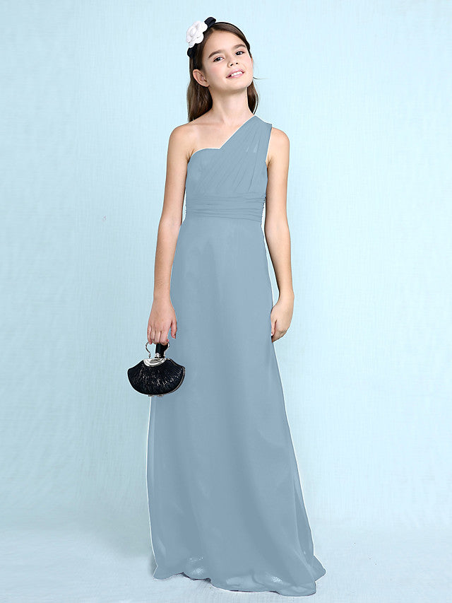 Robe longue fourreau asymétrique en mousseline pour demoiselle d'honneur junior
