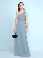 Robe longue fourreau asymétrique en mousseline pour demoiselle d'honneur junior