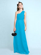 Robe longue fourreau asymétrique en mousseline pour demoiselle d'honneur junior