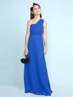 Robe longue fourreau asymétrique en mousseline pour demoiselle d'honneur junior