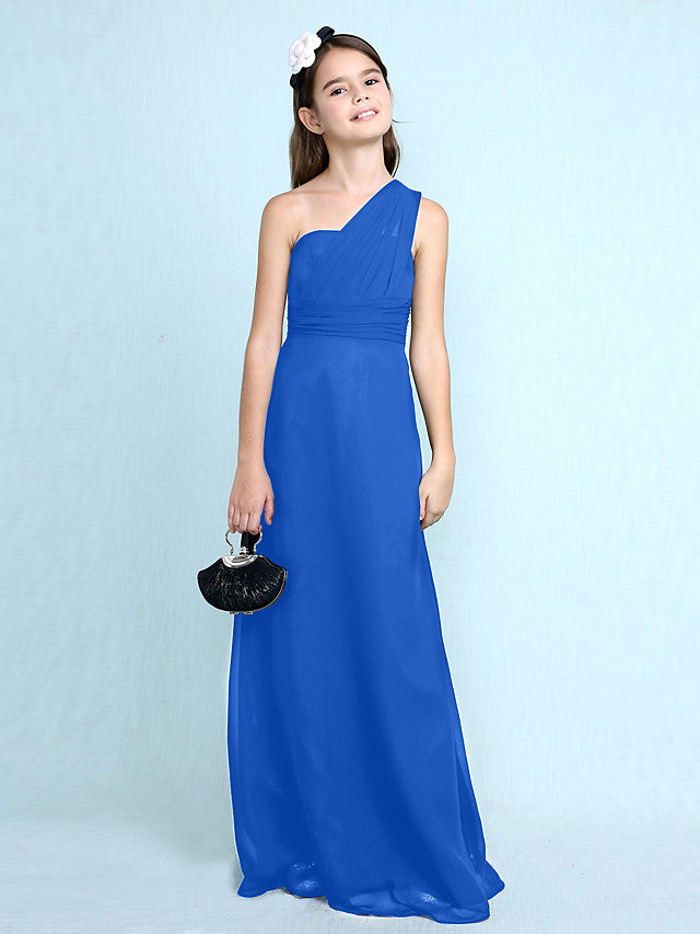 Robe longue fourreau asymétrique en mousseline pour demoiselle d'honneur junior