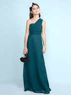 Robe longue fourreau asymétrique en mousseline pour demoiselle d'honneur junior