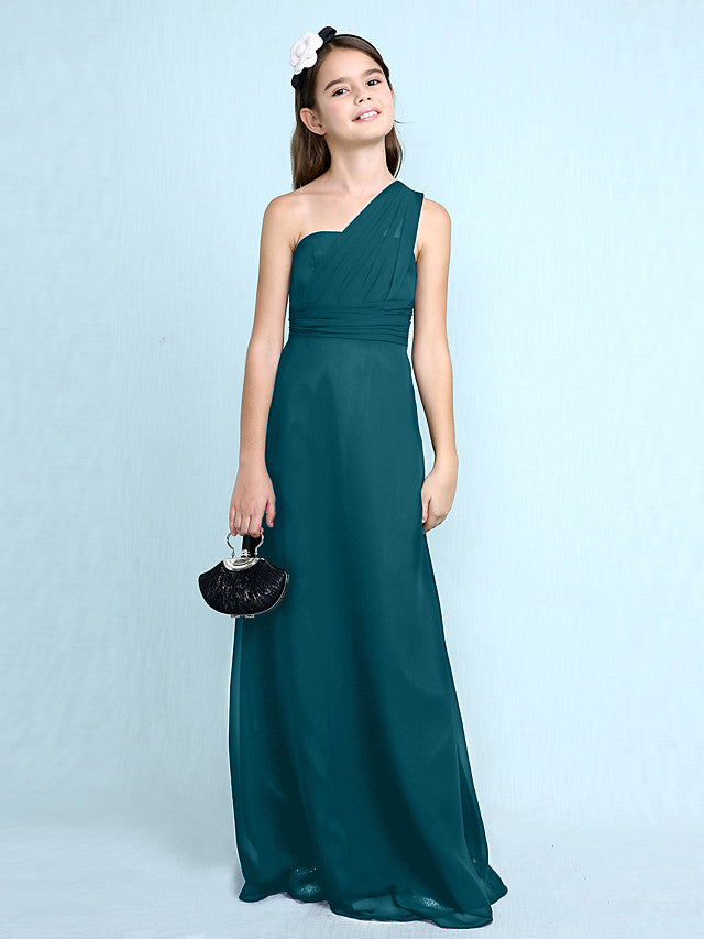 Robe longue fourreau asymétrique en mousseline pour demoiselle d'honneur junior