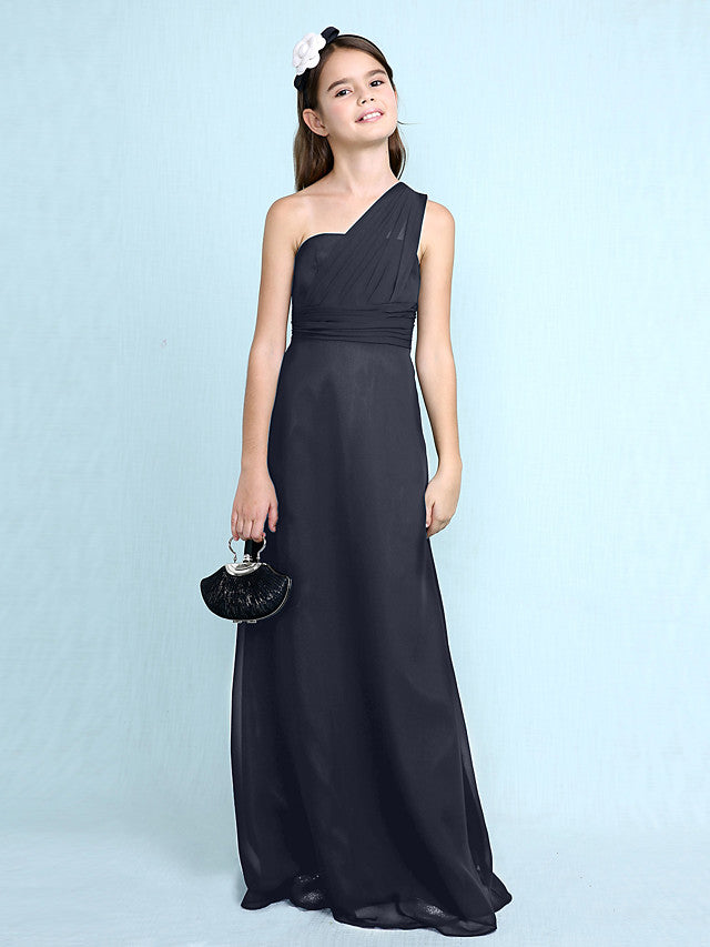 Robe longue fourreau asymétrique en mousseline pour demoiselle d'honneur junior