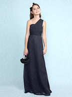 Robe longue fourreau asymétrique en mousseline pour demoiselle d'honneur junior