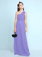 Robe longue fourreau asymétrique en mousseline pour demoiselle d'honneur junior