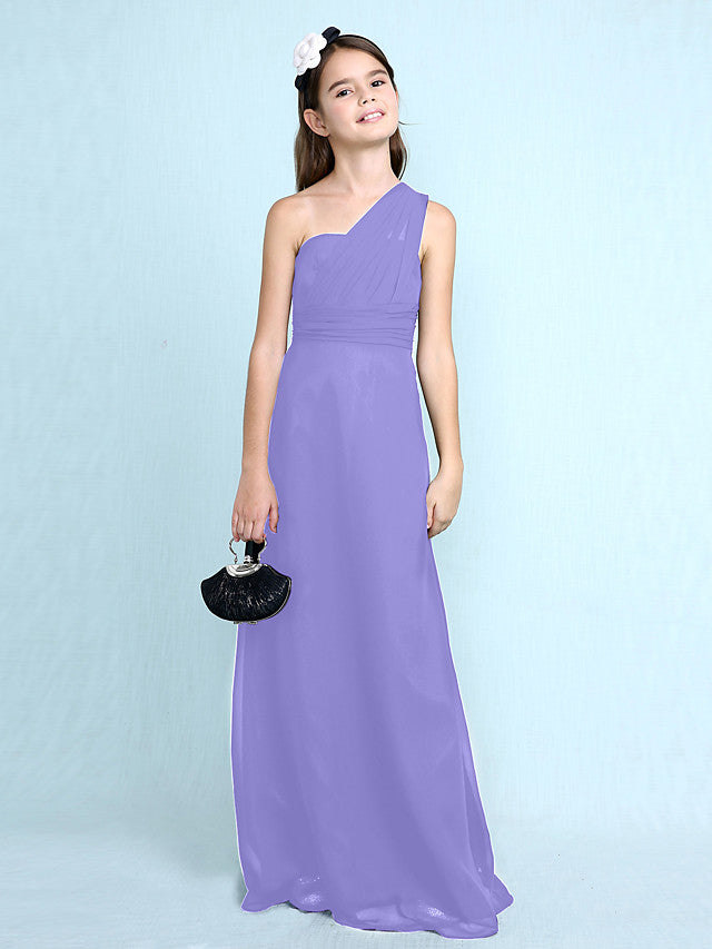 Robe longue fourreau asymétrique en mousseline pour demoiselle d'honneur junior