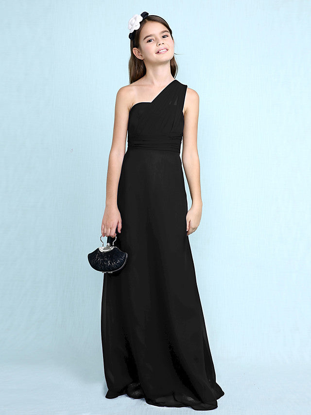 Robe longue fourreau asymétrique en mousseline pour demoiselle d'honneur junior