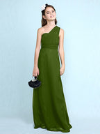 Robe longue fourreau asymétrique en mousseline pour demoiselle d'honneur junior