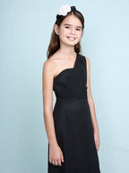Robe longue fourreau asymétrique en mousseline pour demoiselle d'honneur junior