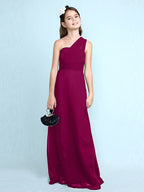 Robe longue fourreau asymétrique en mousseline pour demoiselle d'honneur junior