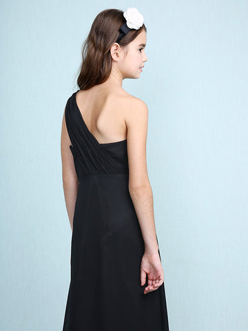 Vestido largo de corte recto con un solo hombro para niña de las flores, de gasa, ideal para damas de honor junior.