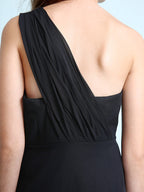 Robe longue fourreau asymétrique en mousseline pour demoiselle d'honneur junior