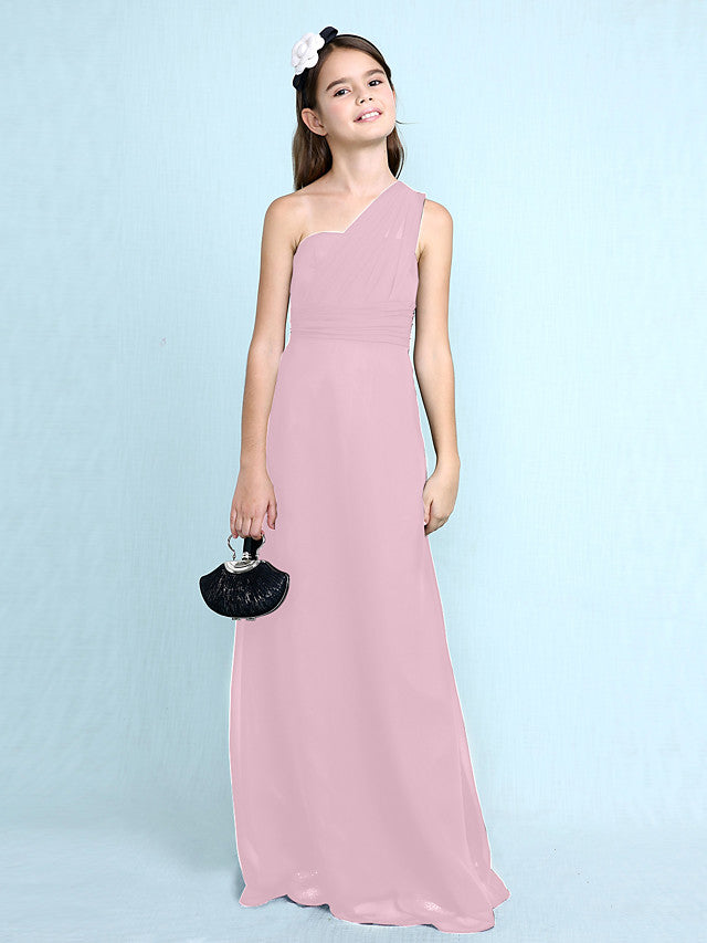 Robe longue fourreau asymétrique en mousseline pour demoiselle d'honneur junior