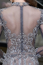 Robes de soirée sirène à manches longues et col montant à sequins
