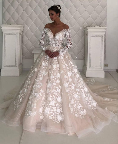 Mangas largas de encaje para vestido de novia de diseñador