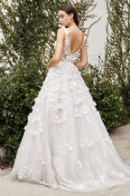 Robe de mariée longue blanche couture à fleurs