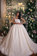 Vestido de novia de princesa de corte princesa, sin mangas, con encaje y estilo línea A.