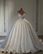 Vestidos de novia de gala sin mangas con escote corazón y tirantes lujosos