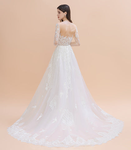 Vestidos de novia de sirena de lujo con encaje de cuentas, apliques de tul y cola desmontable. 