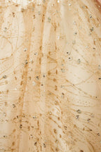 Robe de bal de princesse luxueuse en tulle à épaules dénudées et sequins pour filles