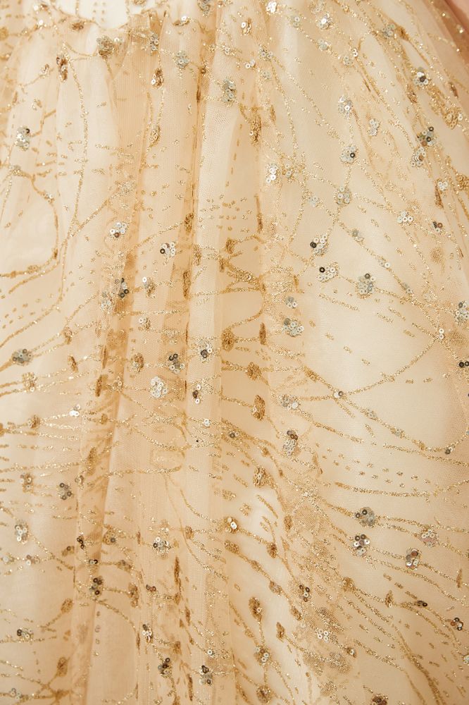 Robe de bal de princesse luxueuse en tulle à épaules dénudées et sequins pour filles