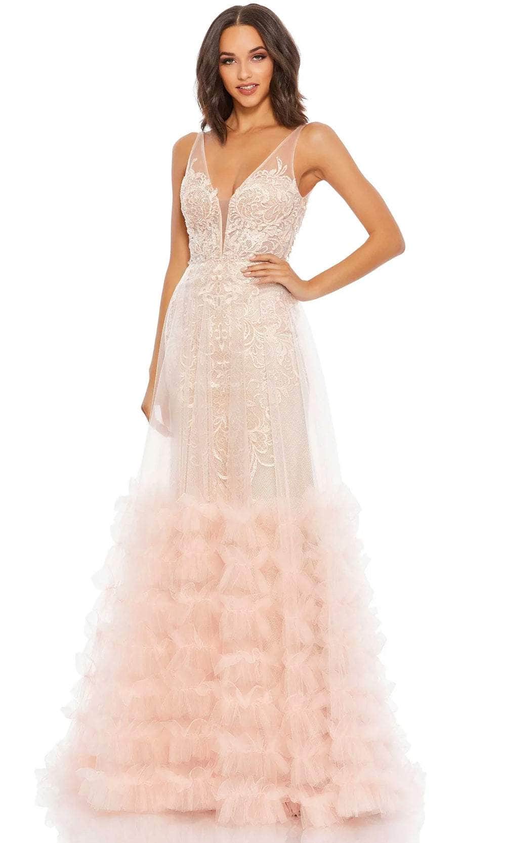 Robe de soirée sans manches à volants