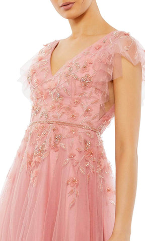 Vestido de graduación de corte A con escote en V