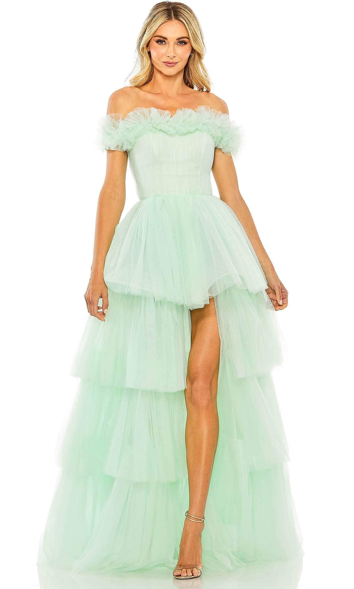 Robe de bal longue asymétrique à épaules dénudées