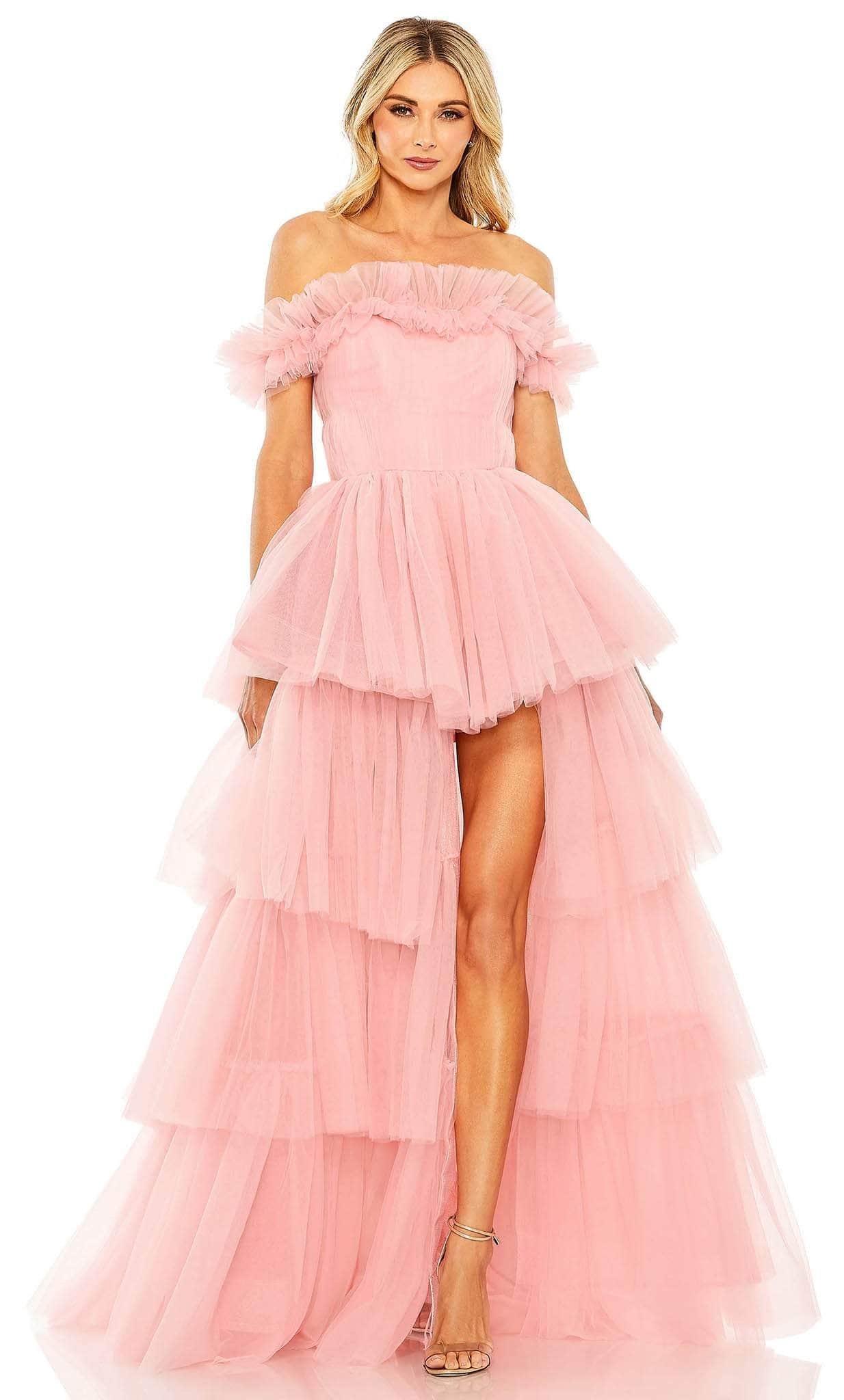 Robe de bal longue asymétrique à épaules dénudées