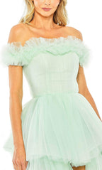 Robe de bal longue asymétrique à épaules dénudées