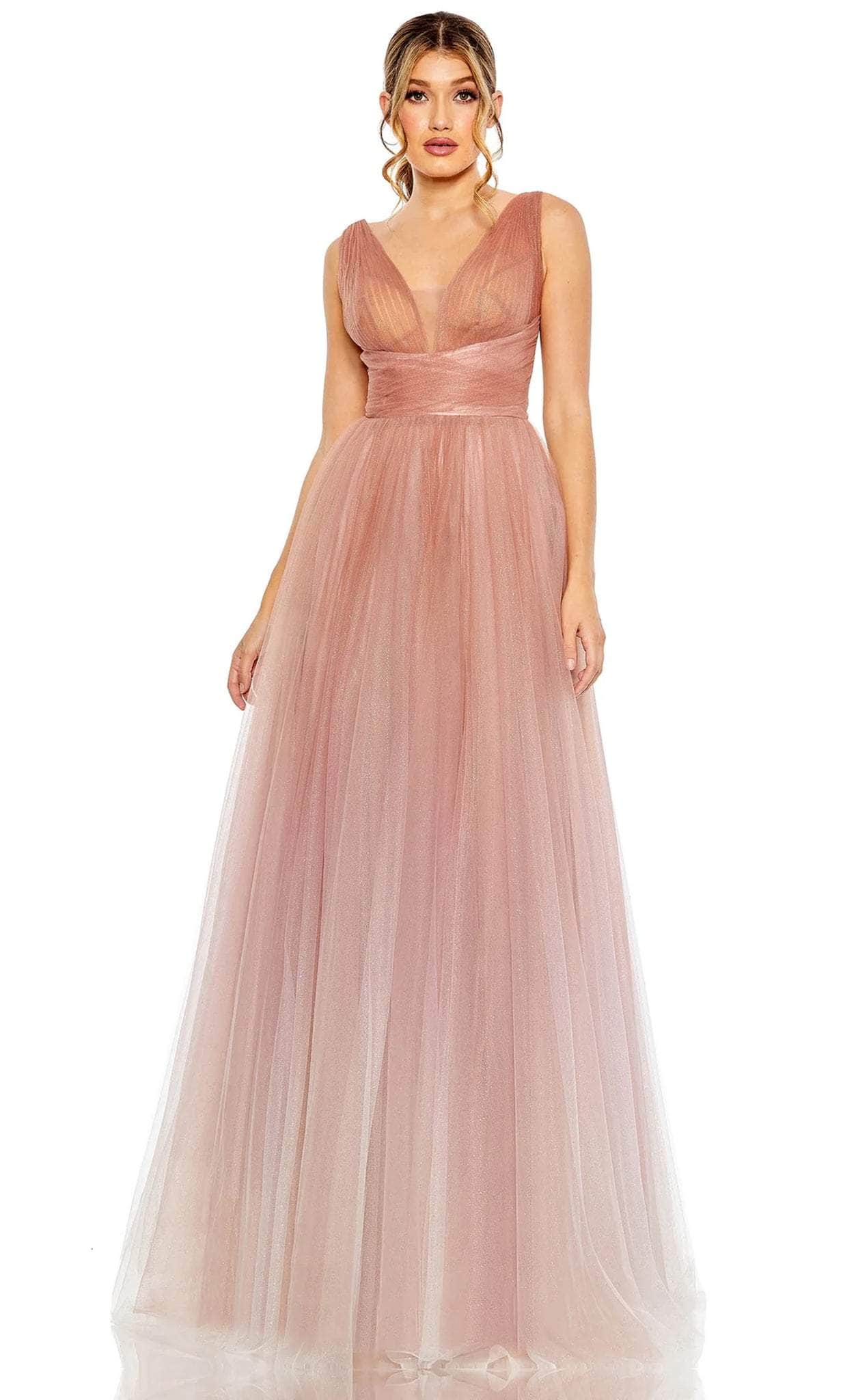 Vestido largo de fiesta con degradado rosa