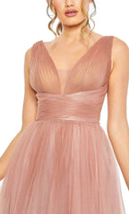 Vestido largo de fiesta con degradado rosa