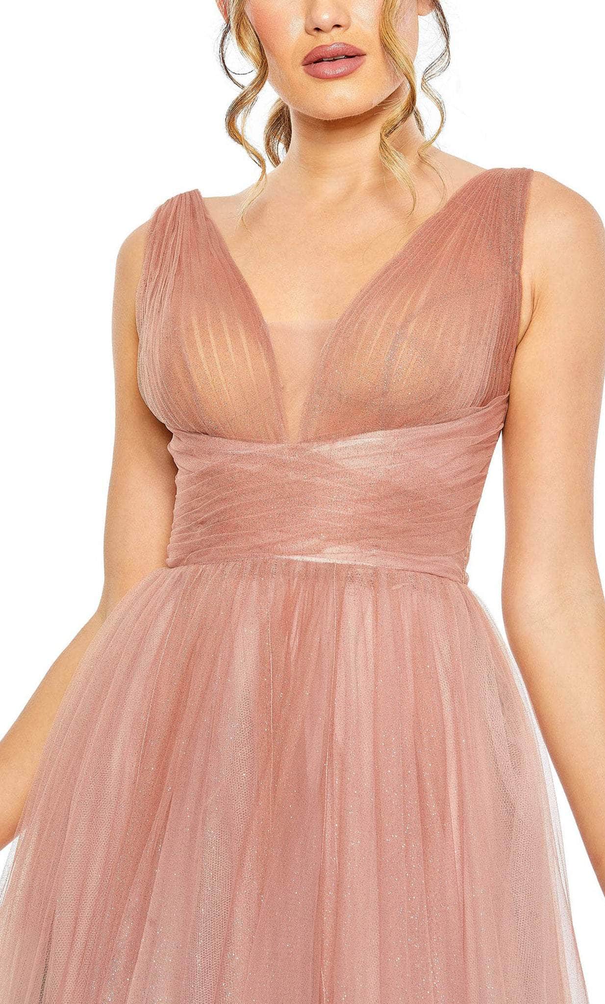 Vestido largo de fiesta con degradado rosa