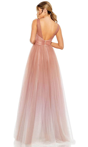 Vestido largo de fiesta con degradado rosa