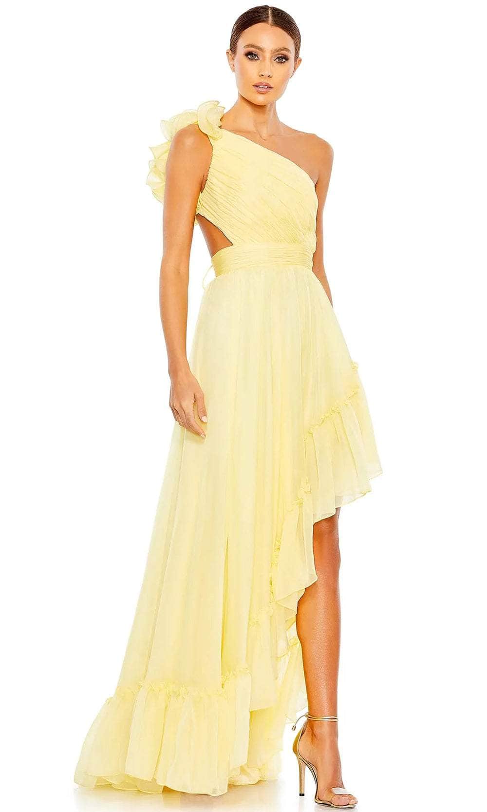 Vestido de graduación con corpiño asimétrico plisado