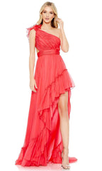 Vestido de graduación con corpiño asimétrico plisado
