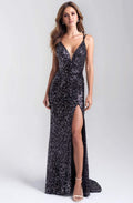 Sequined Deep V-neck Sheath Dress