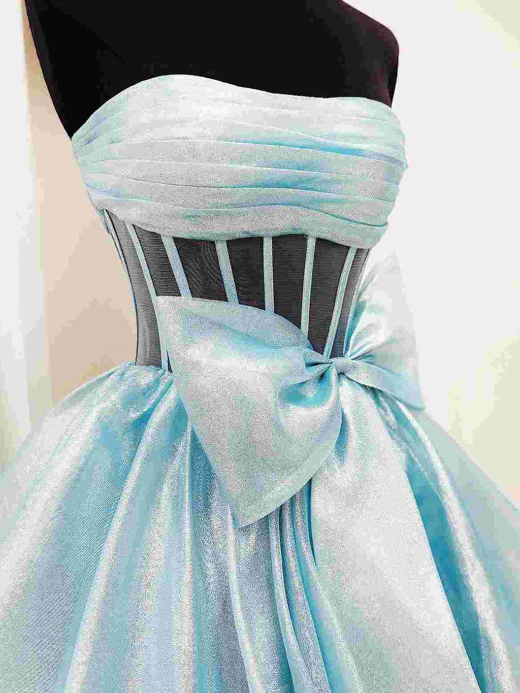 Malvis | Robe de bal longue bustier en organza avec nœud