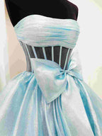 Malvis | Robe de bal longue bustier en organza avec nœud