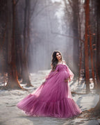 Vestido de maternidad de tul con mangas abullonadas