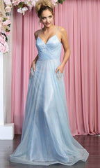 Robe de soirée sans manches en tulle pailleté à décolleté cache-cœur