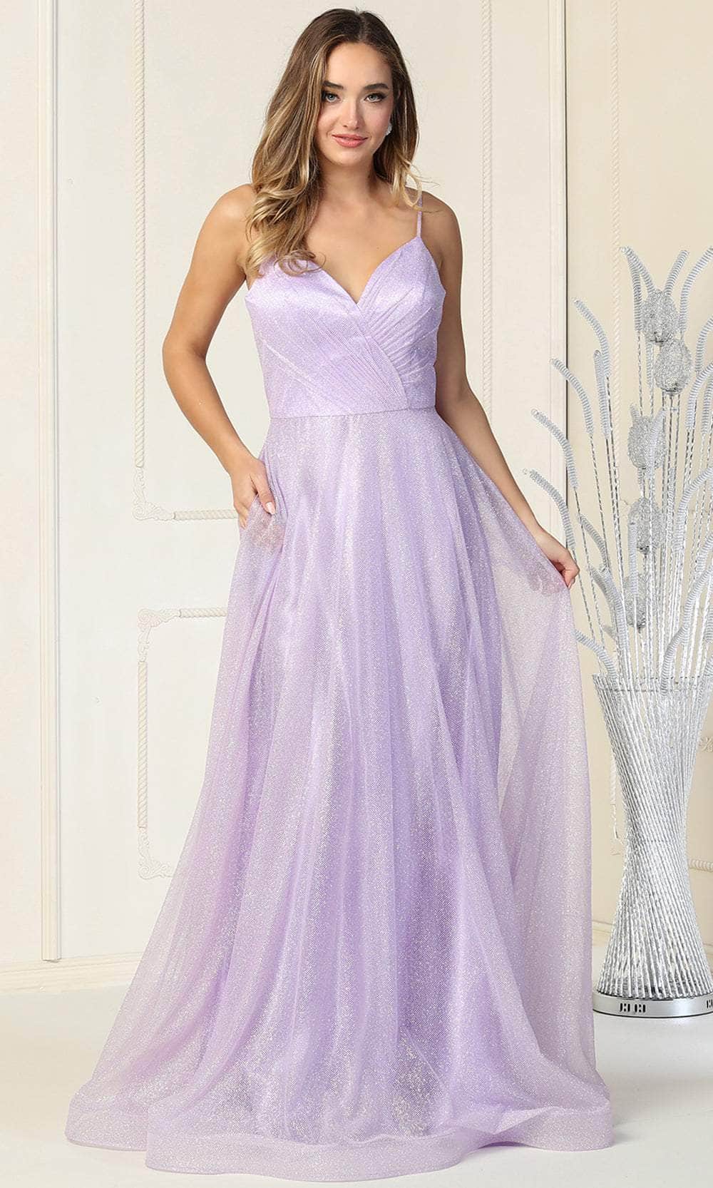 Robe de soirée sans manches en tulle pailleté à décolleté cache-cœur