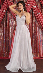 Robe de soirée sans manches en tulle pailleté à décolleté cache-cœur