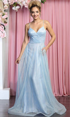 Robe de soirée sans manches en tulle pailleté à décolleté cache-cœur