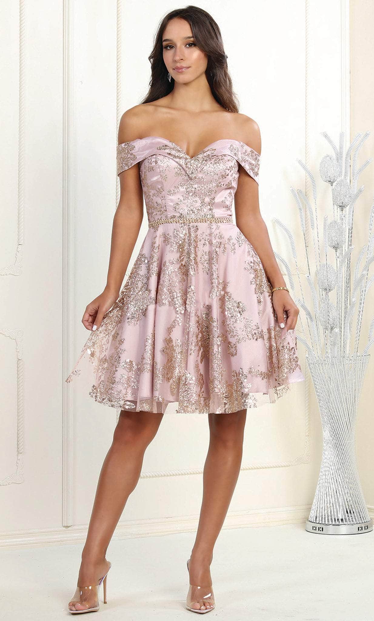 Robe de bal trapèze à paillettes