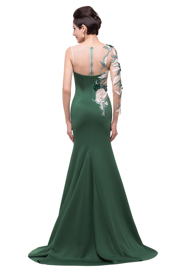 Vestidos de graduación de sirena con escote barco y un solo hombro hasta el suelo